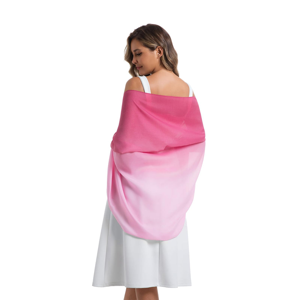 ZMC Long Silk Feeling Scarf 70 * 35", Gradient Scarf Sun-proof Shawl Wrap Headscarf for Women Spring Summer