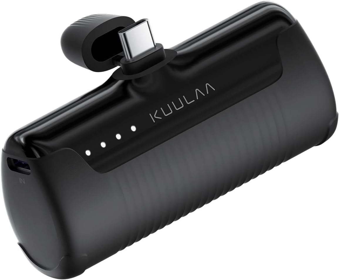 Kuulaa Portable Charger USB C Power Bank 4500mAh Small Portable Phone Charger Android Compact Plug in Battery Pack Portable Compatible with iPhone 15, Samsung Galaxy, Moto, LG, Pixel, Purple