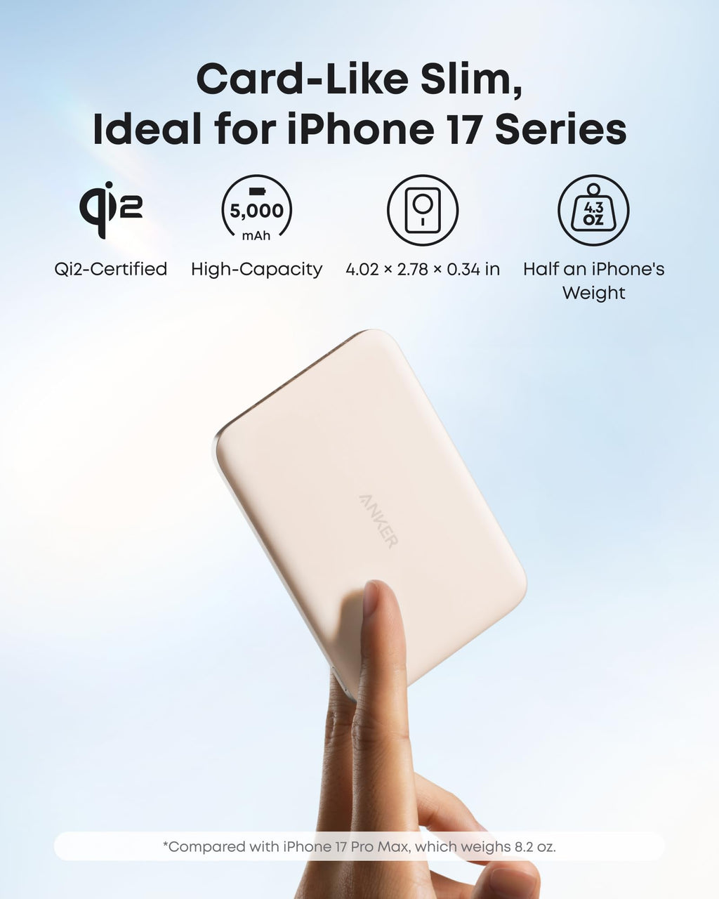 Magnetic Qi2 Power Bank 5000mAh, 15W MagSafe, for iPhone