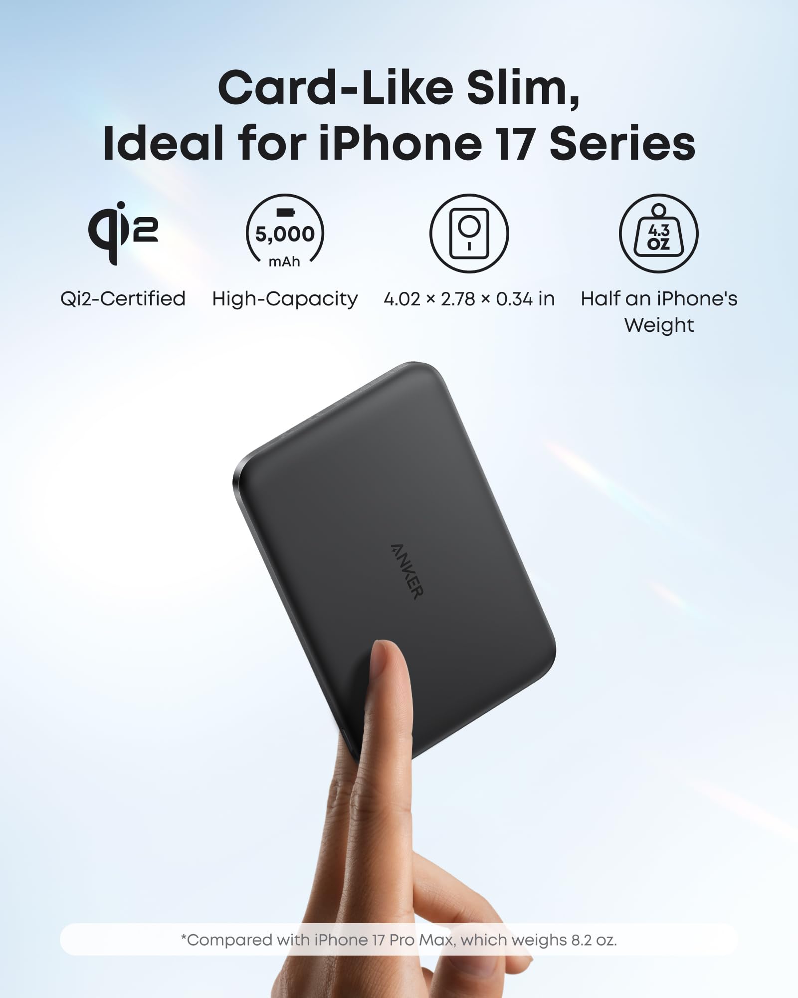 Magnetic Qi2 Power Bank 5000mAh, 15W MagSafe, for iPhone