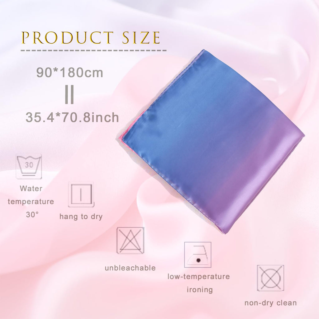 ZMC Long Silk Feeling Scarf 70 * 35", Gradient Scarf Sun-proof Shawl Wrap Headscarf for Women Spring Summer