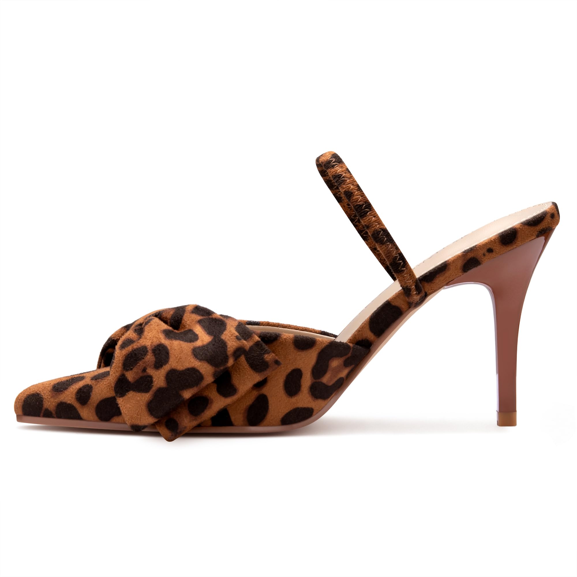 Women's Closed Pointed Toe Slingback Pumps with Big Bow Elastic Strap 3.5 Inch Stiletto Heels Dress Shoes