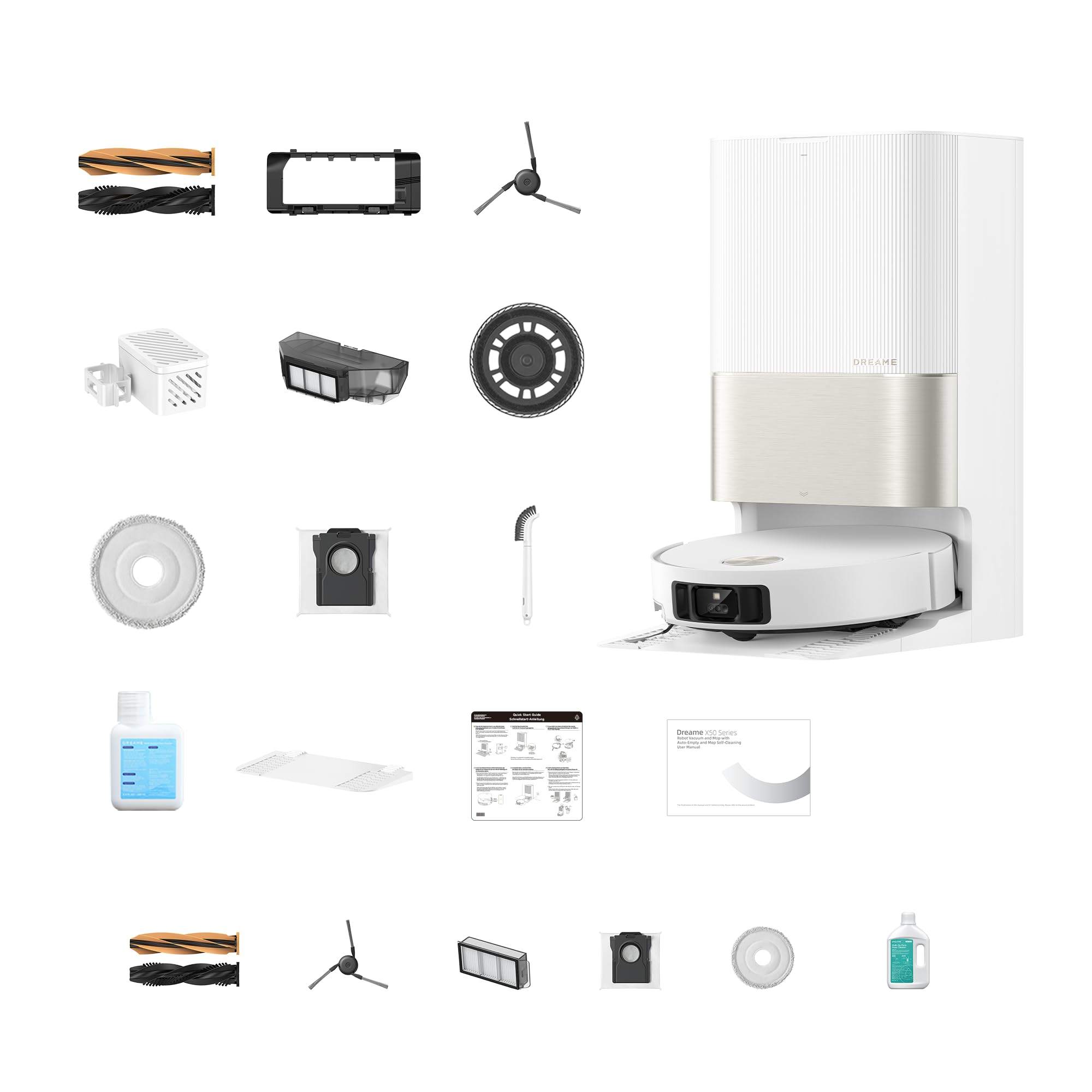 DREAME X50 Ultra White Robot Vacuum and Mop with Auto-Empty and Mop Self-Cleaning, 20,000Pa Suction, Obstacle Avoidance and 360° Navigation, Corner to Edge Deep Cleaning, Detangling Brush