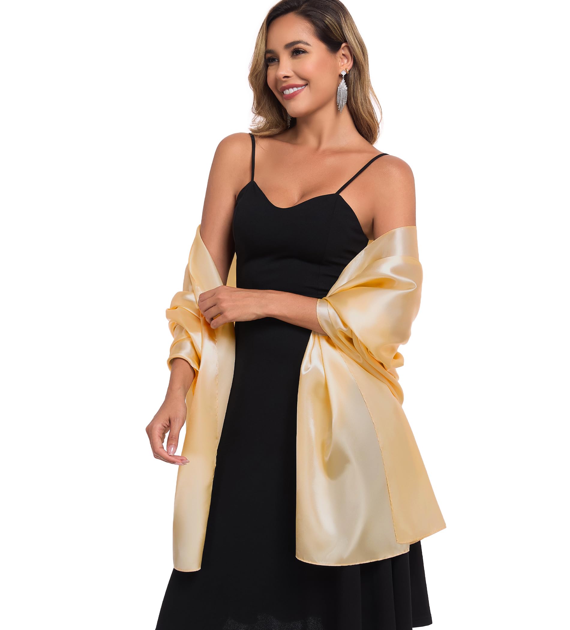 TONGFANTFL Shawls and Wraps for Evening Dresses Satin Women Long Scarf Wedding Guest Shawl