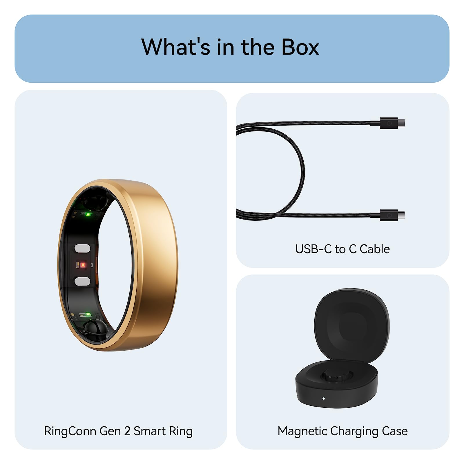 RingConn Gen 2, World’s First Smart Ring with Sleep Apnea Monitoring, No APP Subscription, 12-Day Battery Life, Stress/Heart Rate/Women's Health Tracker, Android & iOS Compatible (Black, Size 10)