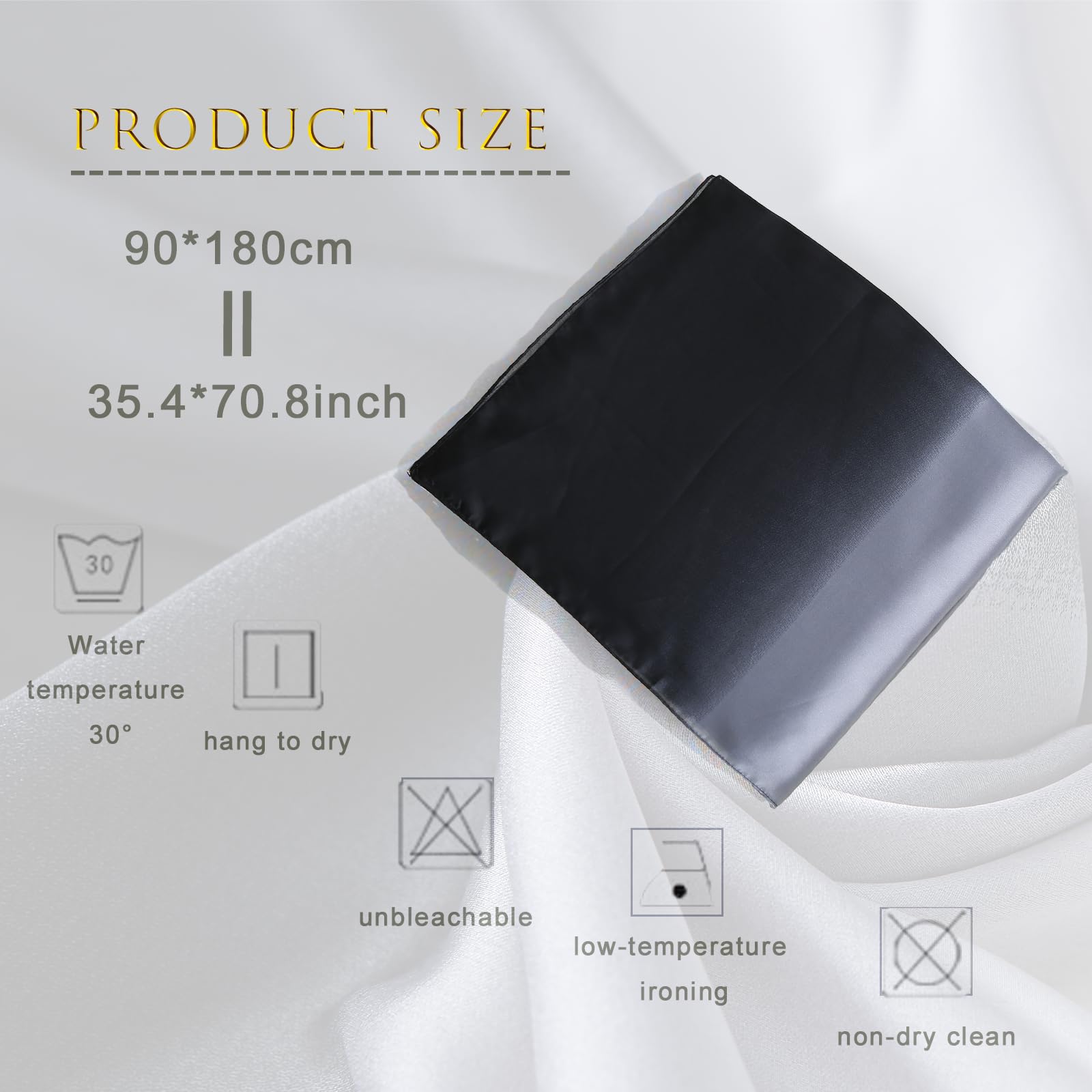 ZMC Long Silk Feeling Scarf 70 * 35", Gradient Scarf Sun-proof Shawl Wrap Headscarf for Women Spring Summer