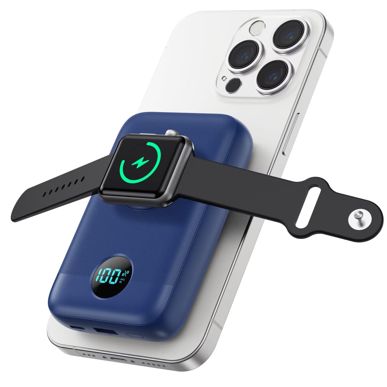 Magnetic Portable Charger for iPhone & Apple Watch,10800mAh 25W PD QC4.0 Fast Charging USB C Power Bank,4 Output Dual-Side Magnet Travel Essentials Battery Pack for iPhone 17/Air/16/15/14/13/12 Series