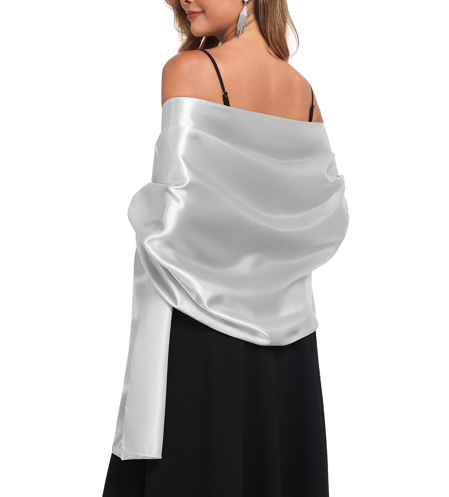 TONGFANTFL Shawls and Wraps for Evening Dresses Satin Women Long Scarf Wedding Guest Shawl