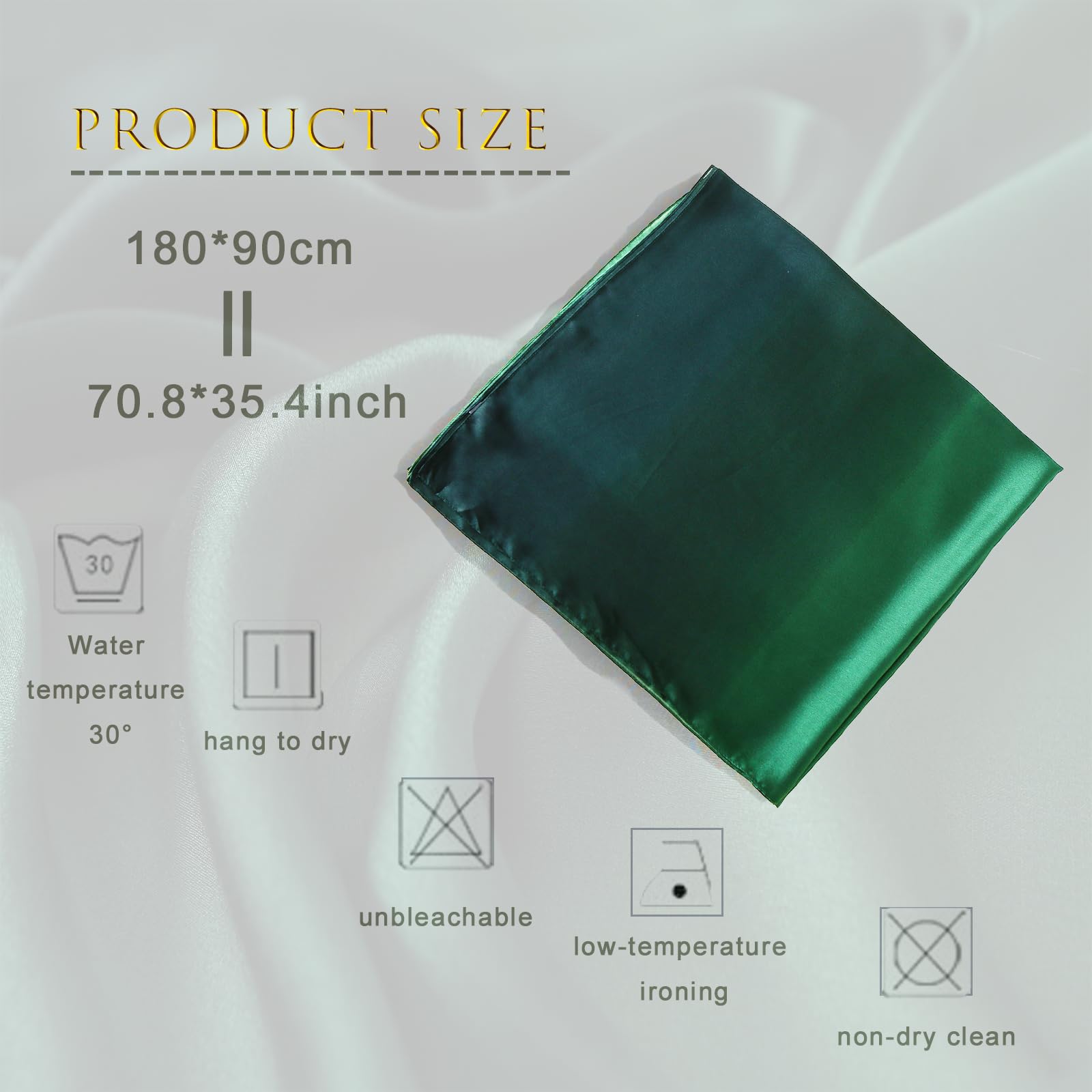 ZMC Long Silk Feeling Scarf 70 * 35", Gradient Scarf Sun-proof Shawl Wrap Headscarf for Women Spring Summer