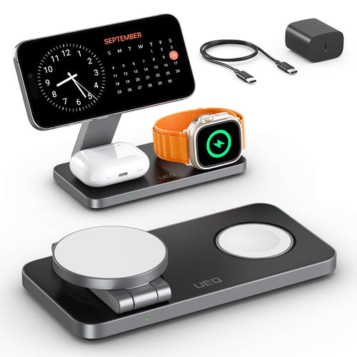 3-in-1 MagSafe Wireless Charging Station for iPhone 17/16/15/14/13/12, Apple Watch & AirPods – Foldable