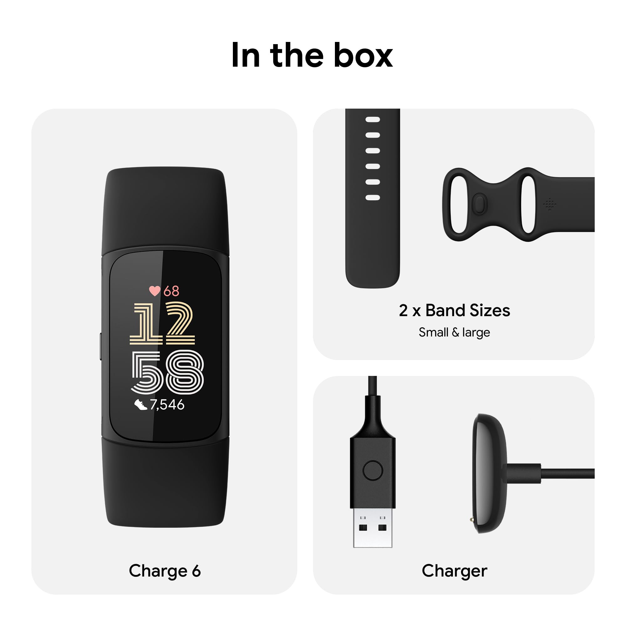 Fitbit Charge 6 Fitness Tracker with Google apps, Heart Rate on Exercise Equipment, 6-Months Premium Membership Included, GPS, Health Tools and More, Gold/Coral, One Size (S & L Bands Included)