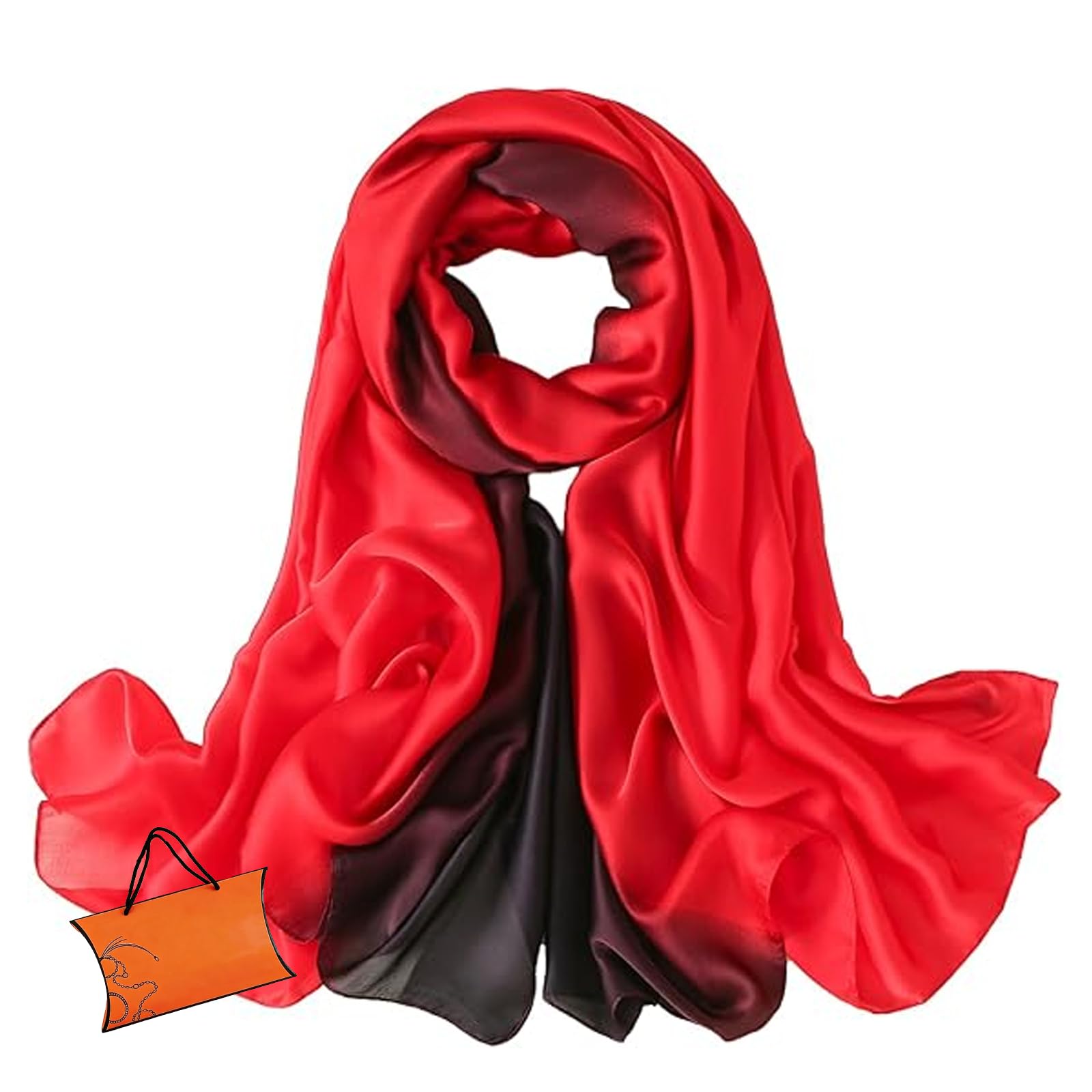 ZMC Long Silk Feeling Scarf 70 * 35", Gradient Scarf Sun-proof Shawl Wrap Headscarf for Women Spring Summer