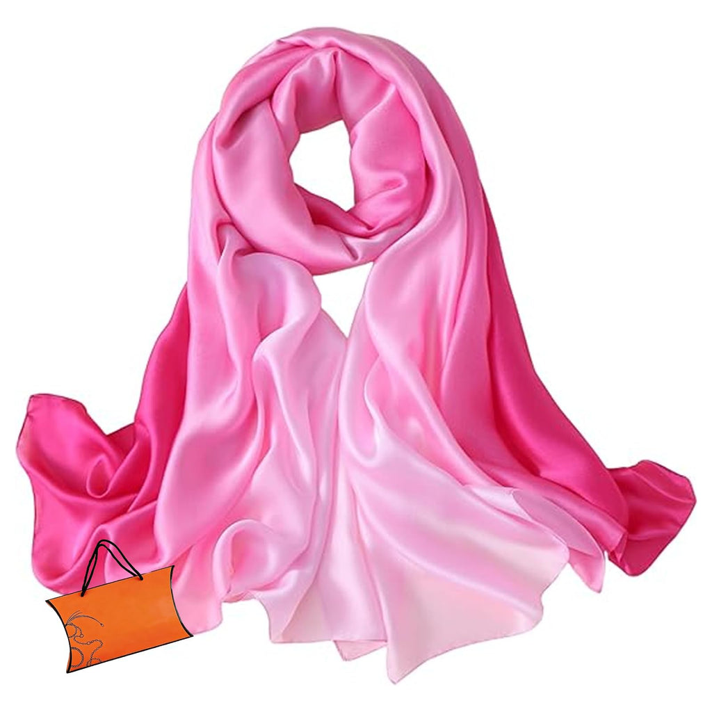 ZMC Long Silk Feeling Scarf 70 * 35", Gradient Scarf Sun-proof Shawl Wrap Headscarf for Women Spring Summer