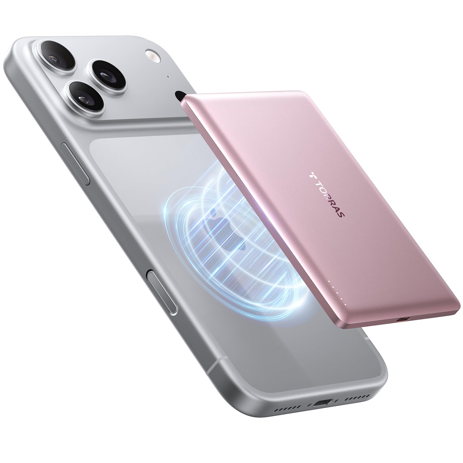 TORRAS MiniMag Power Bank, Ultra Slim 5,000mAh Wireless Portable Charger with USB-C Cable, Fast Charging iPhone Air Magnetic Battery Pack, Compatible for iPhone 17/16/15/14/13/12, Glacier Gray