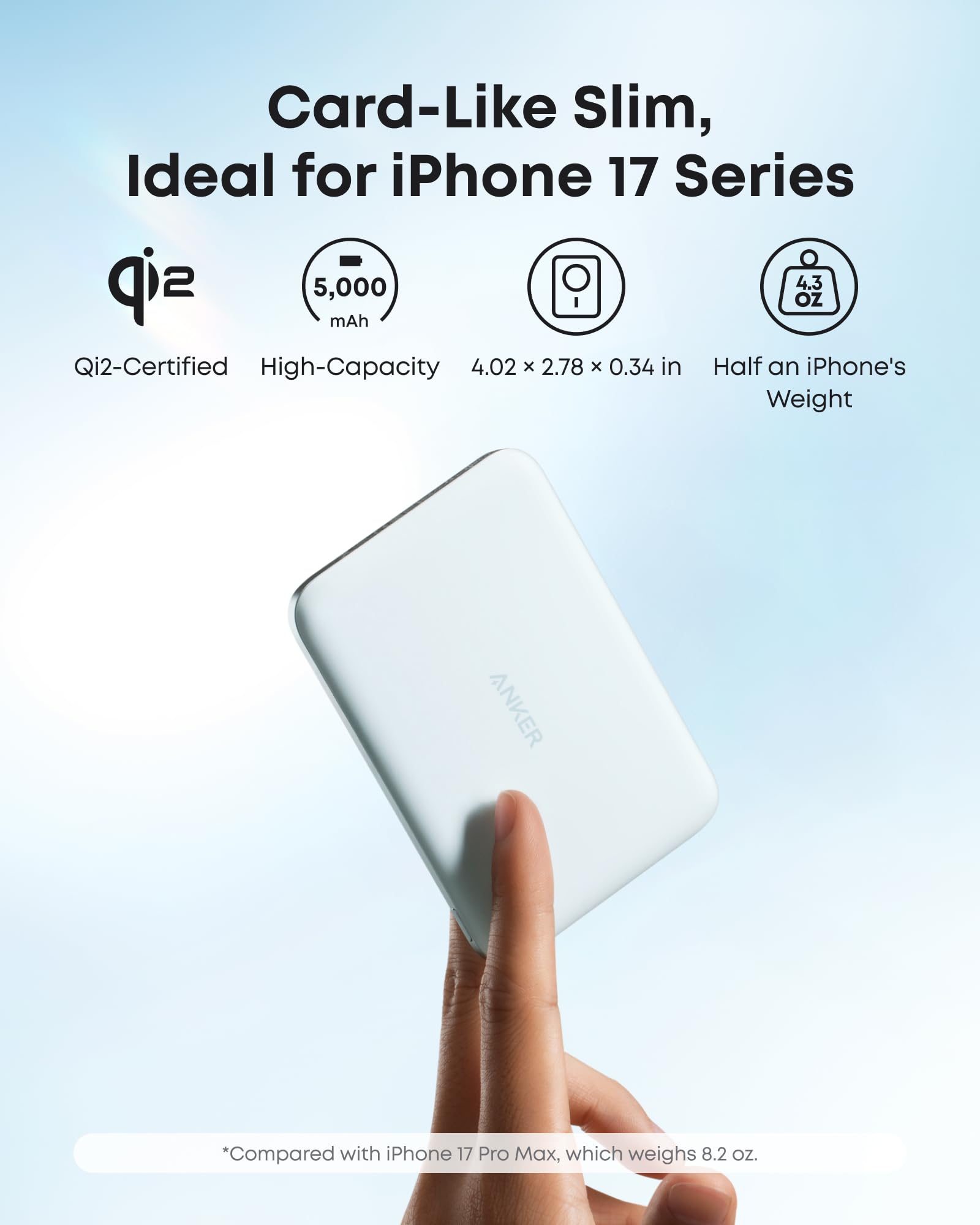 Magnetic Qi2 Power Bank 5000mAh, 15W MagSafe, for iPhone