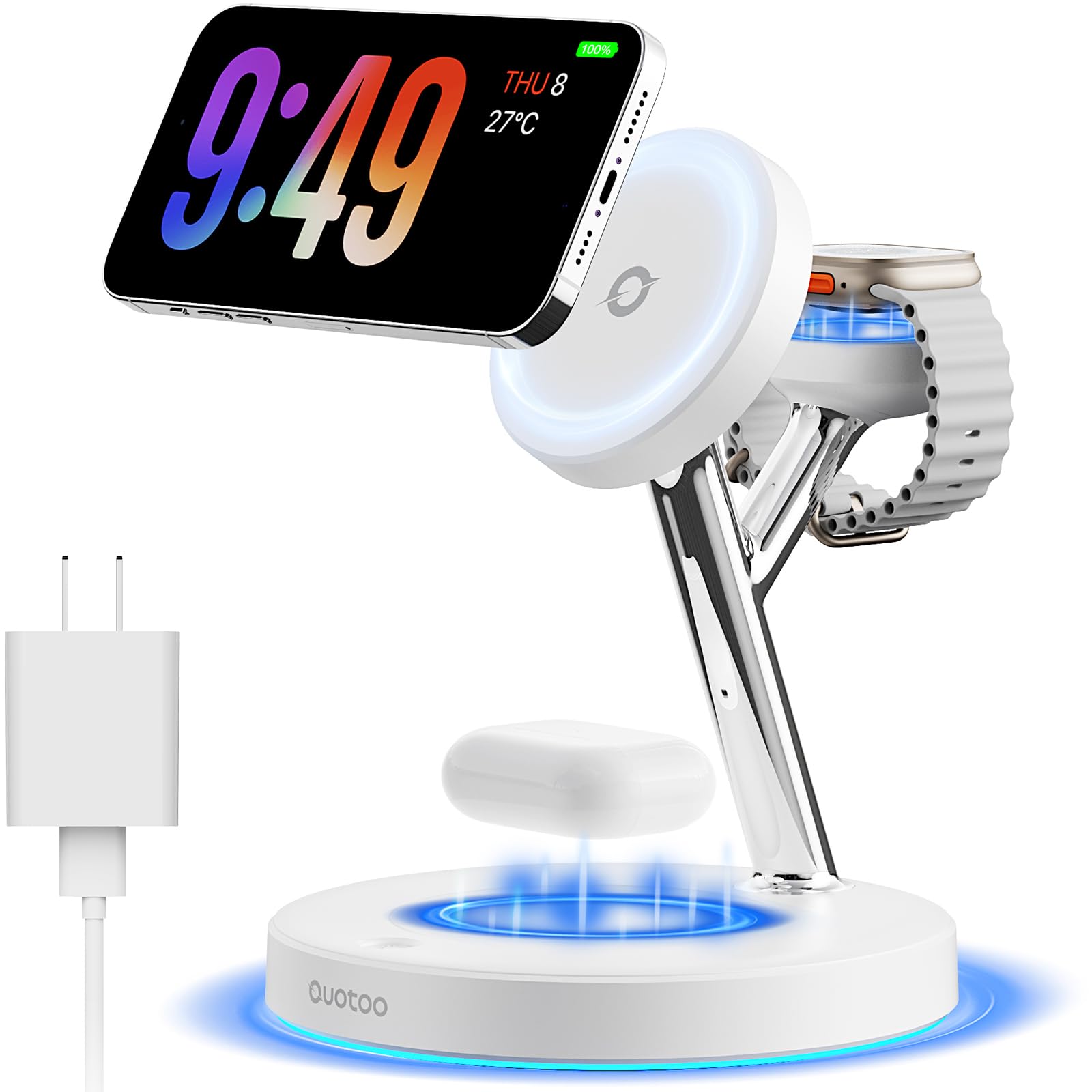 New 3 in 1 Charging Station for Apple Compatible with Magsafe Charger Stand for iPhone 17 16 15 14 13 12 Wireless Charging Station for AirPods Wireless Charger for iWatch Series