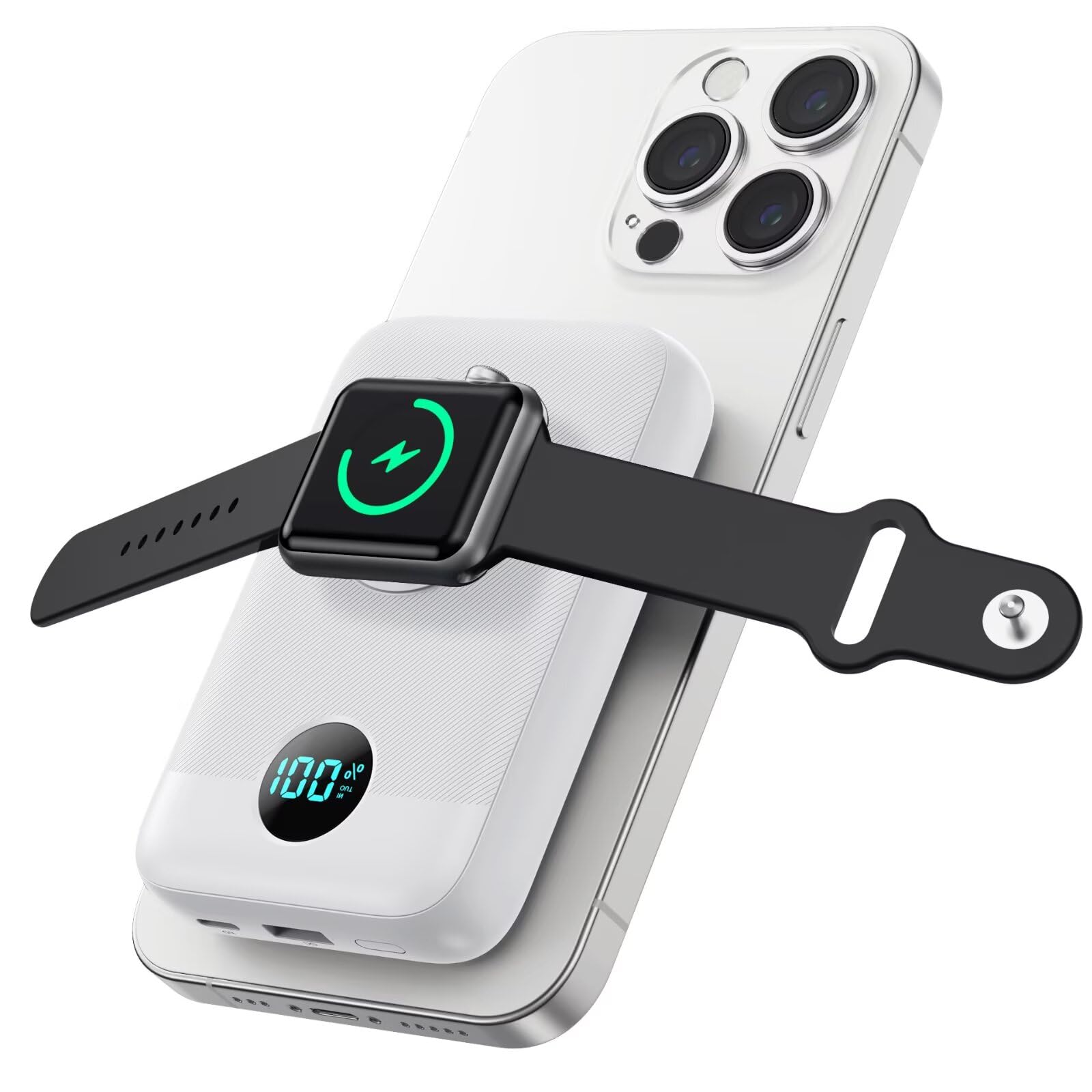 Magnetic Portable Charger for iPhone & Apple Watch,10800mAh 25W PD QC4.0 Fast Charging USB C Power Bank,4 Output Dual-Side Magnet Travel Essentials Battery Pack for iPhone 17/Air/16/15/14/13/12 Series