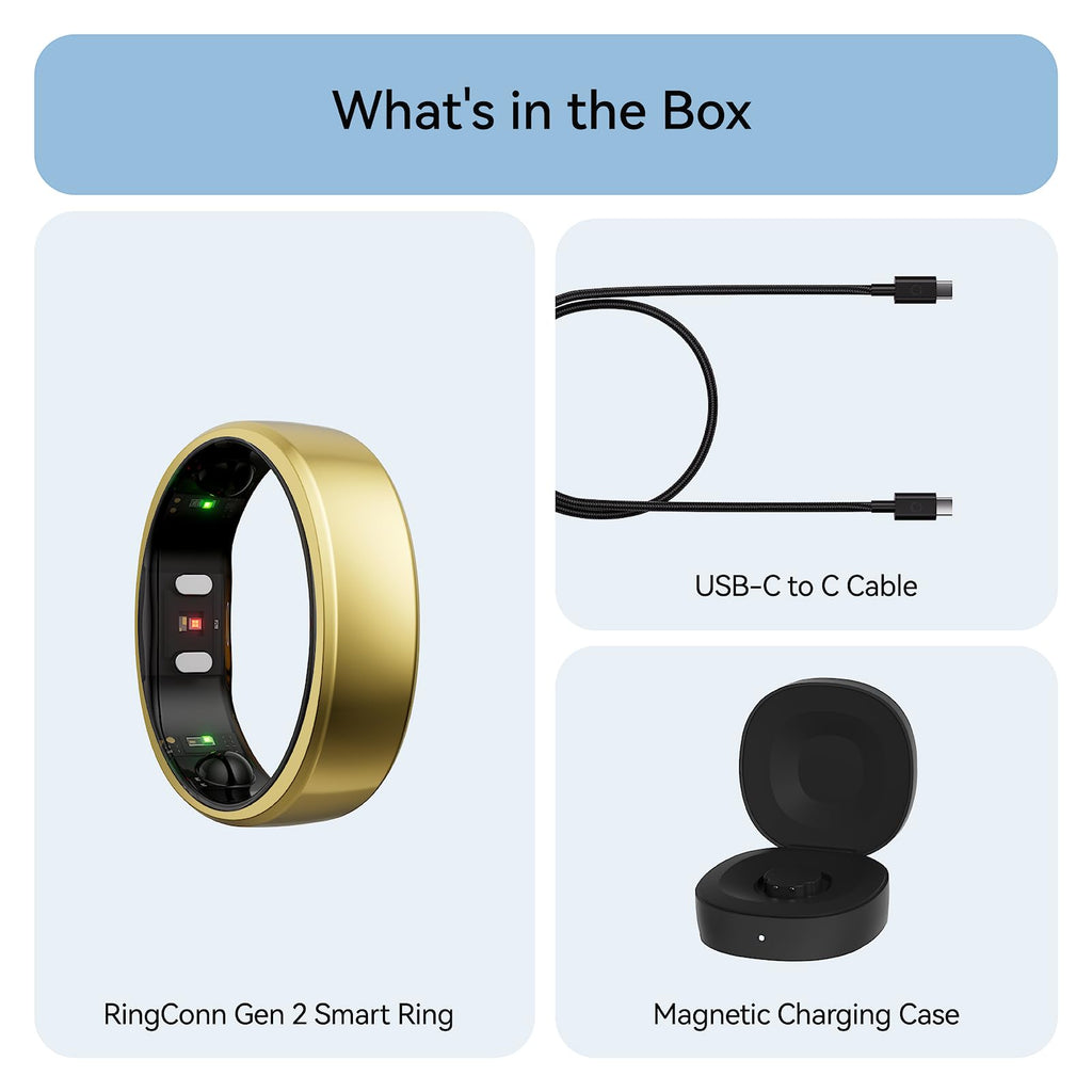 RingConn Gen 2, World’s First Smart Ring with Sleep Apnea Monitoring, No APP Subscription, 12-Day Battery Life, Stress/Heart Rate/Women's Health Tracker, Android & iOS Compatible (Black, Size 10)