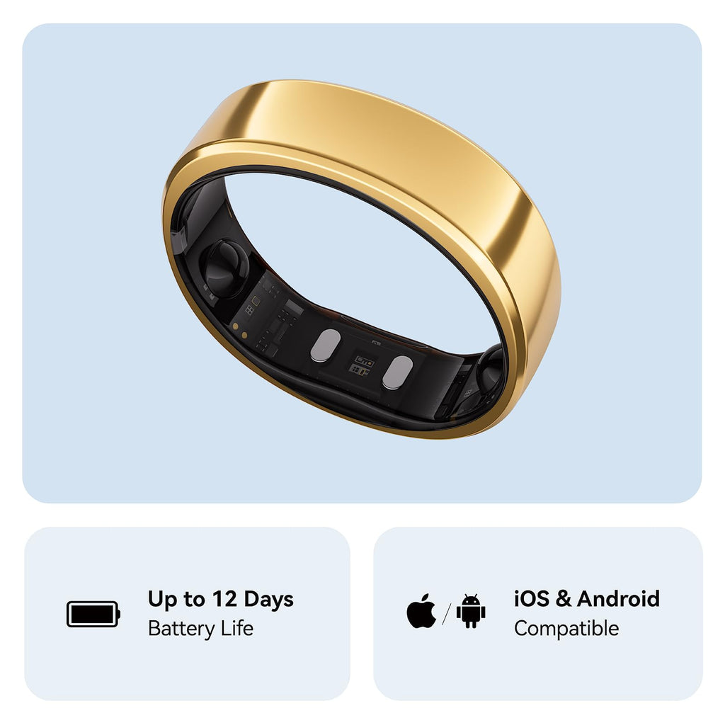 RingConn Gen 2, World’s First Smart Ring with Sleep Apnea Monitoring, No APP Subscription, 12-Day Battery Life, Stress/Heart Rate/Women's Health Tracker, Android & iOS Compatible (Black, Size 10)