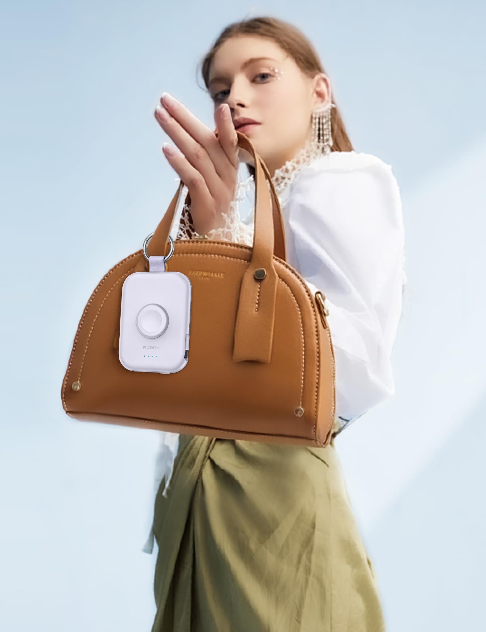 RORRY Portable Charger, 5000mAh Portable Charger Power Bank with Built-in Cables, Travel Keychain Battery Pack for Apple Watch Ultra/11/10/9/8/7/6/SE, iPhone Air/17/16/15/14/13/12, Confetti-Purple