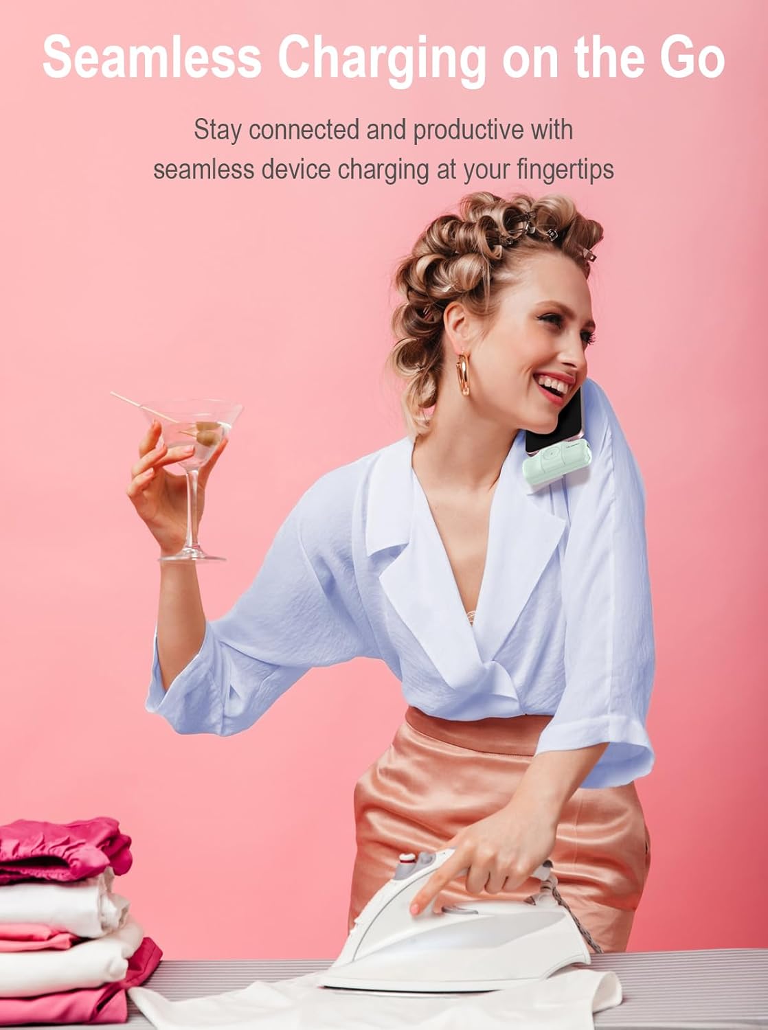 Travel Essentials Small Portable Charger for iPhone 15 pro 5000mAh, Ultra-Compact Charging Battery Compatible with Apple Watch, iPhone 14/14 Pro/Plus/Pro Max,15&13 (Pink)