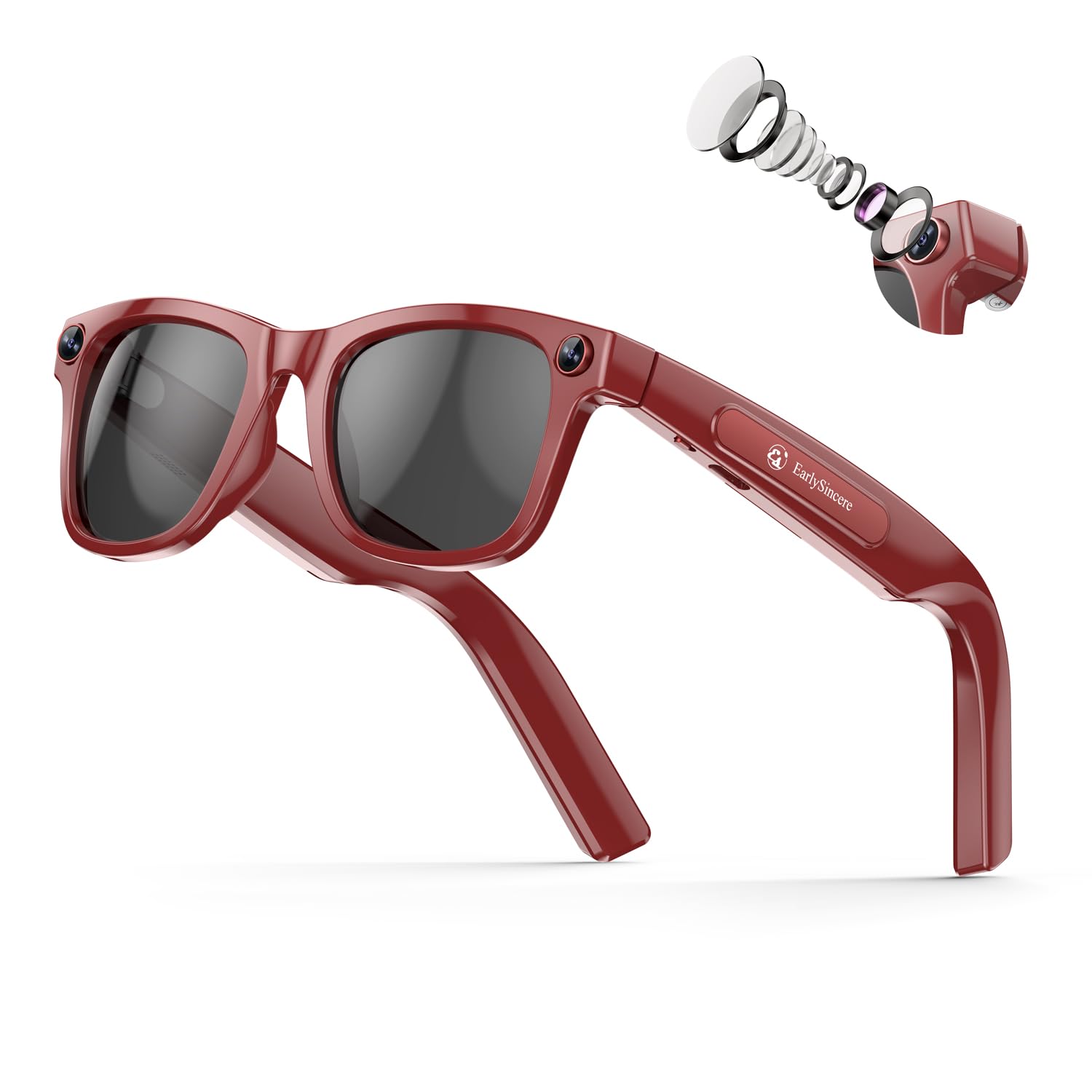 2026 Upgraded – Smart Camera Glasses, 8MP Resolution Supporting 1080P HD Video Recording, Supports Photo/Video/Audio Recording, 410mAh Battery, with AI Assistant/AI Translation/Bluetooth Calling