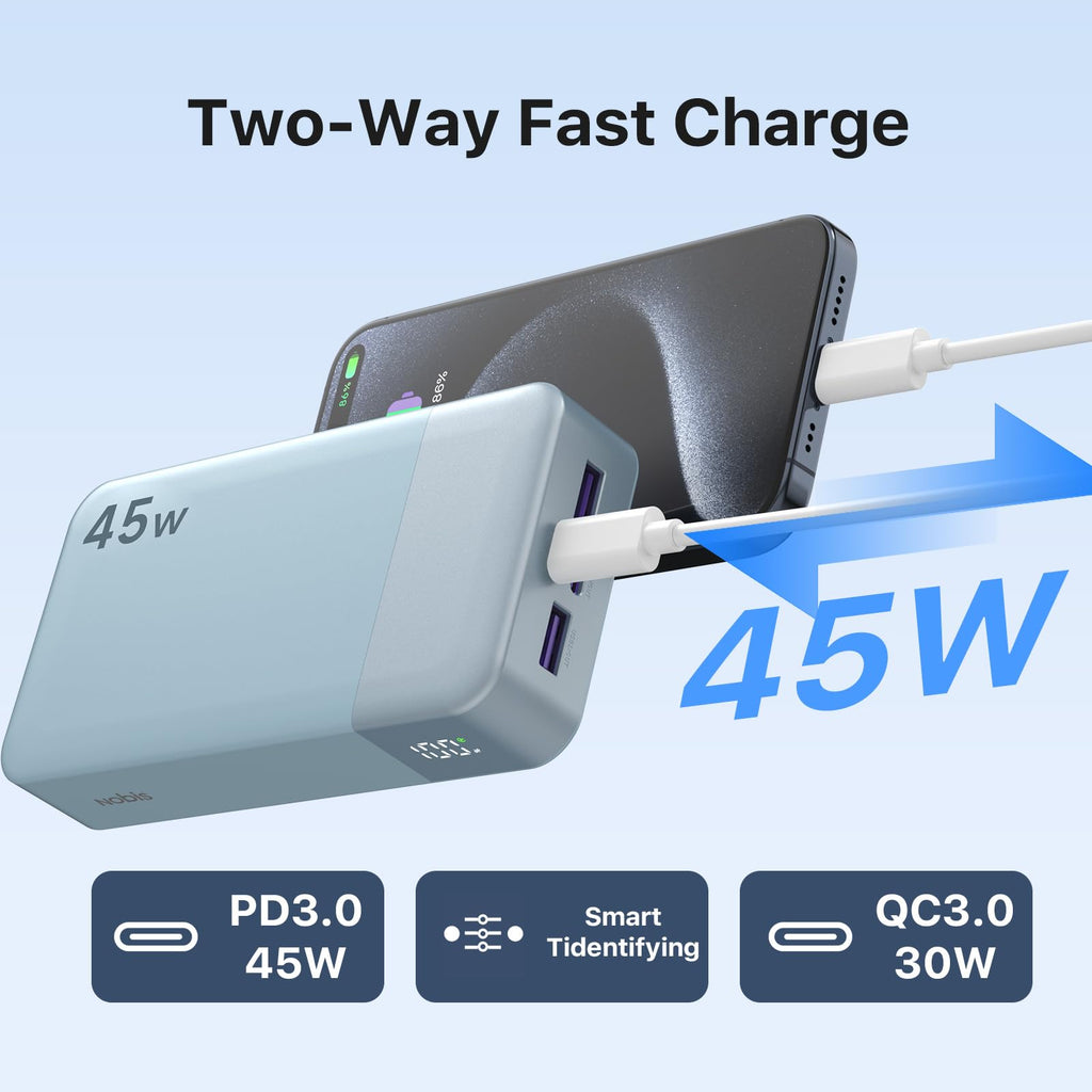NOBIS Portable Charger 45W 20000mAh Power Bank Fast Charging