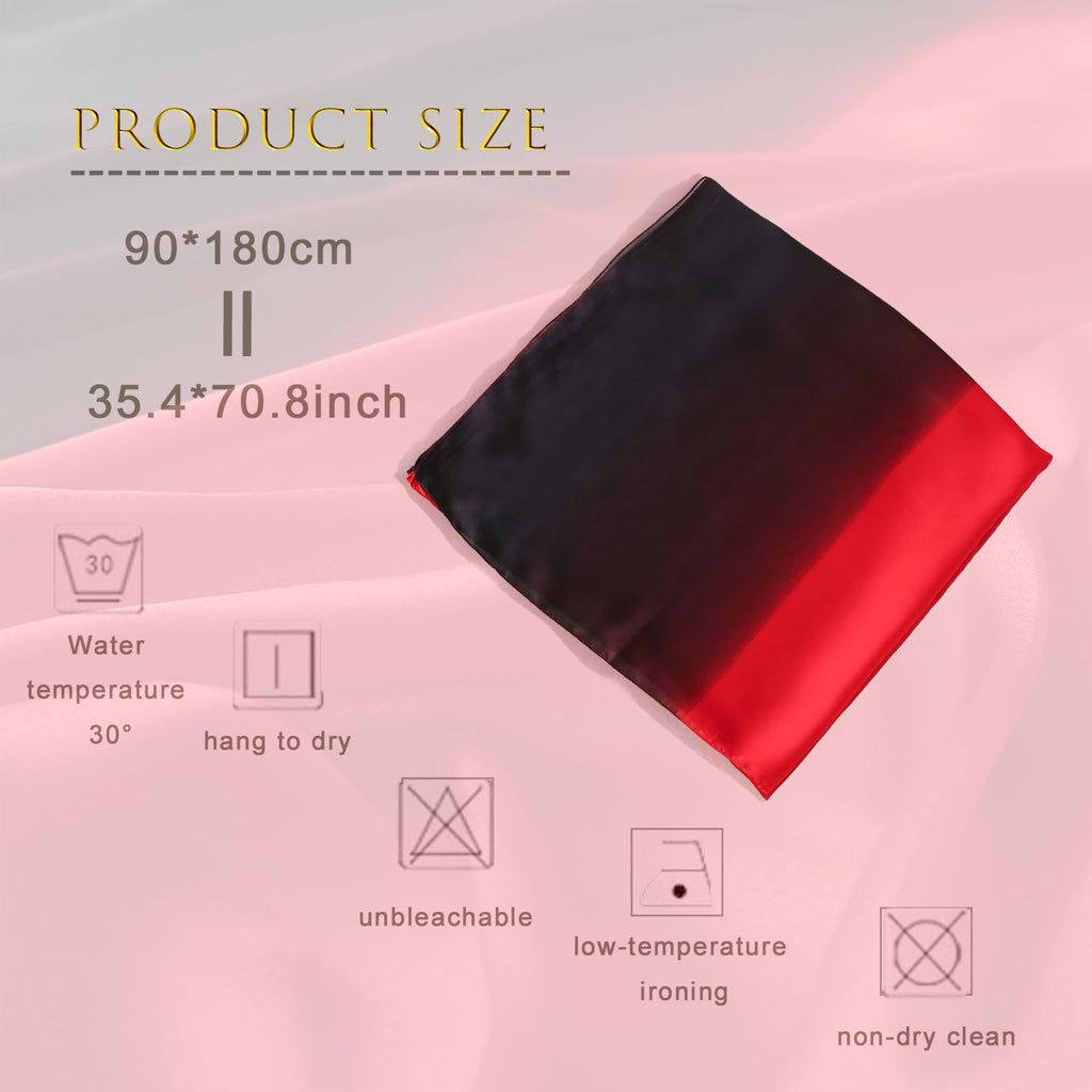 ZMC Long Silk Feeling Scarf 70 * 35", Gradient Scarf Sun-proof Shawl Wrap Headscarf for Women Spring Summer