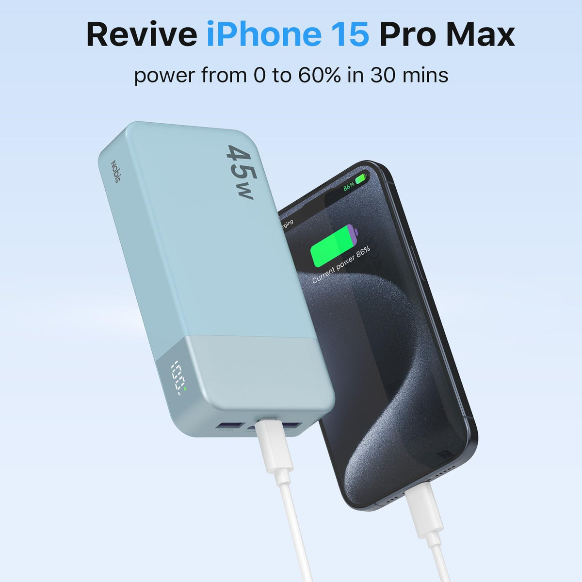 NOBIS Portable Charger 45W 20000mAh Power Bank Fast Charging