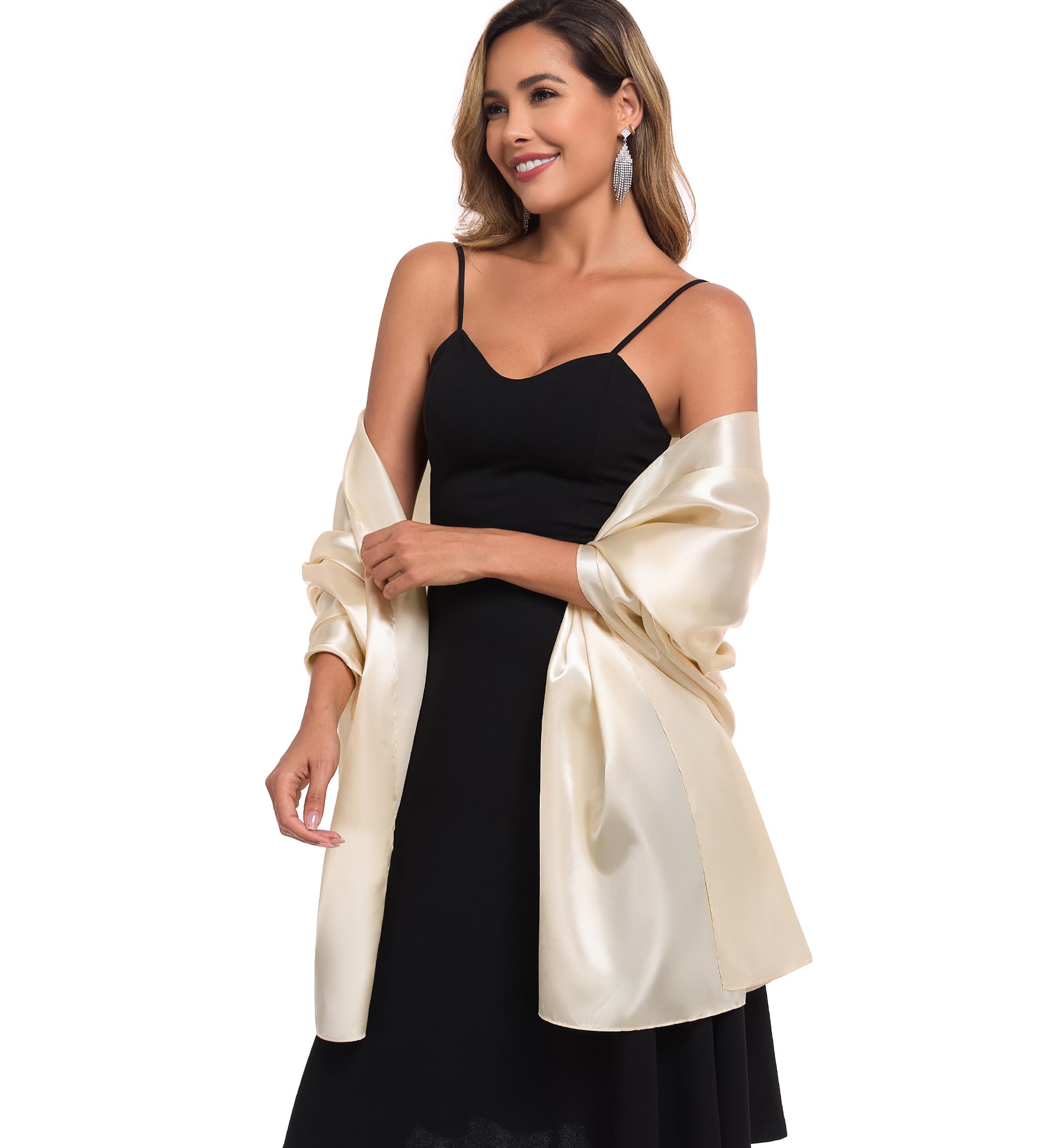 TONGFANTFL Shawls and Wraps for Evening Dresses Satin Women Long Scarf Wedding Guest Shawl