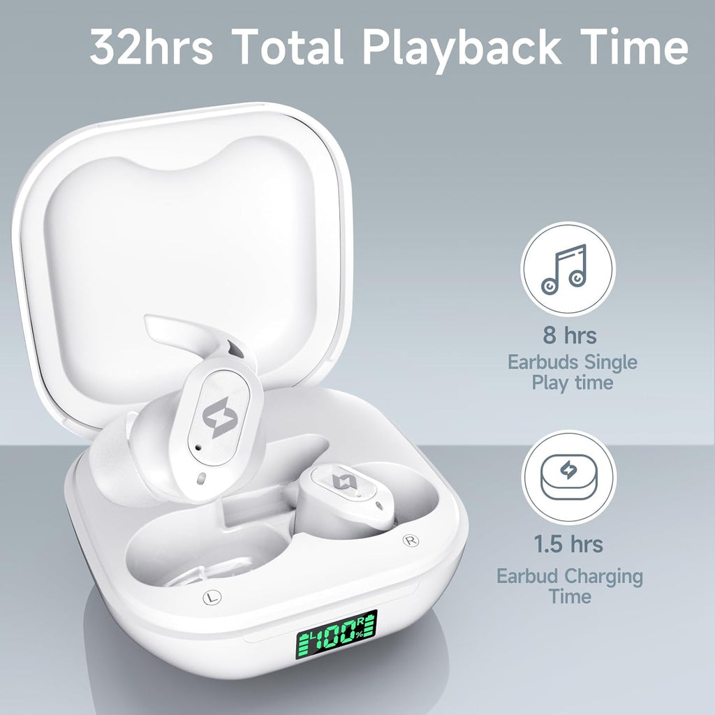 Wireless Headphones Bluetooth Earbuds with Wireless Charging Case 32H Playback LED Display in Ear Earphones Waterproof Ear buds Built in Mic Stereo Bass for iPhone Samsung Android Sport Workout Gym TV