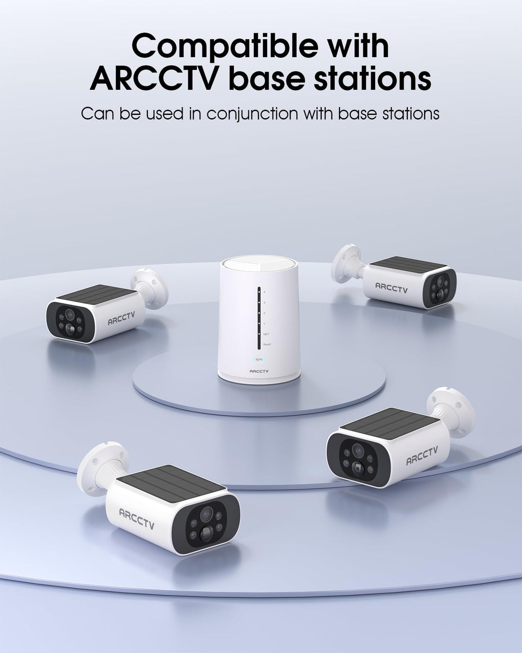 ARCCTV Solar Security Cameras Wireless Outdoor, 4 Cam-Kit, 4MP Solar Security Camera Wireless System, Color Night Vision, Motion Detection, No Monthly Fee, 32GB Memory Card