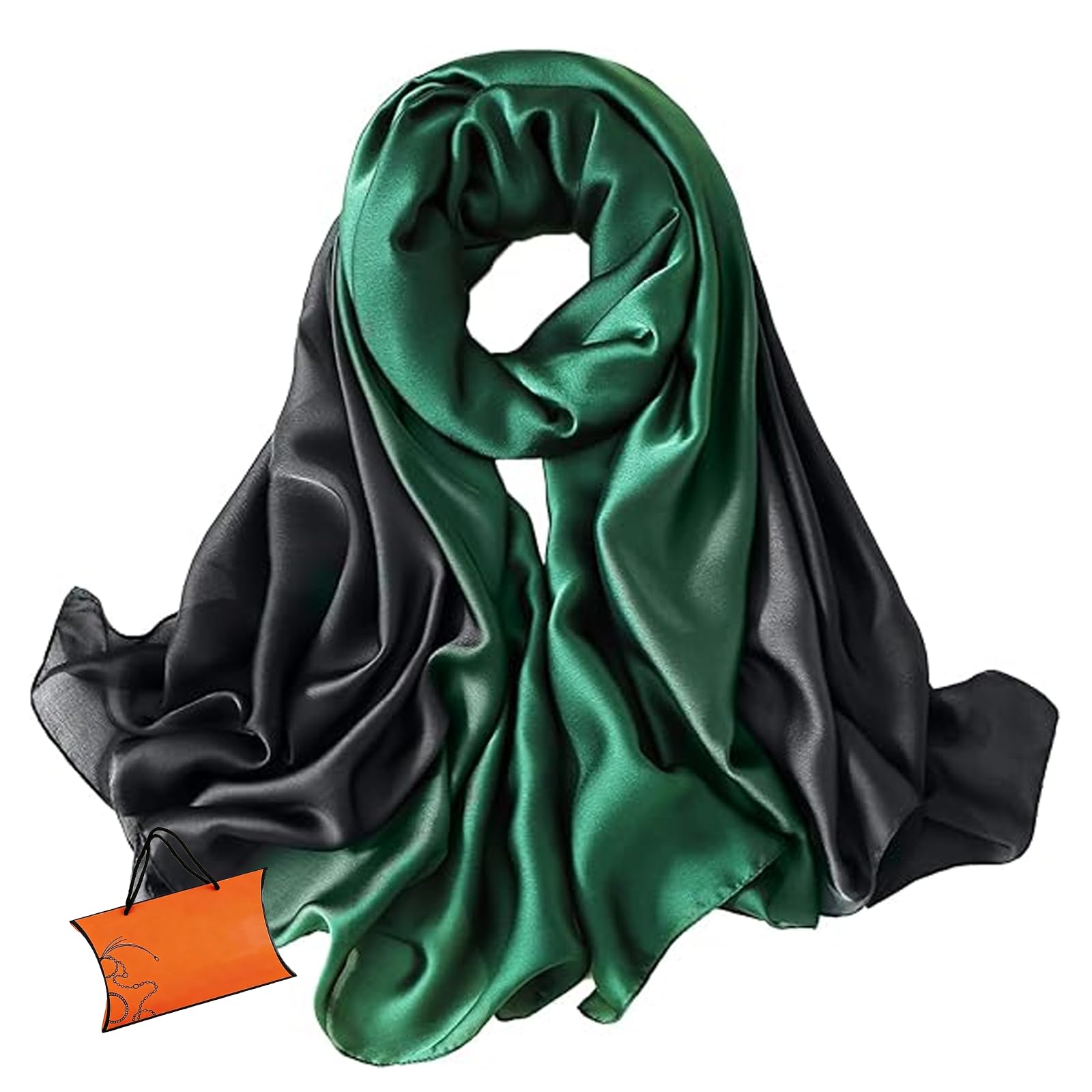 ZMC Long Silk Feeling Scarf 70 * 35", Gradient Scarf Sun-proof Shawl Wrap Headscarf for Women Spring Summer