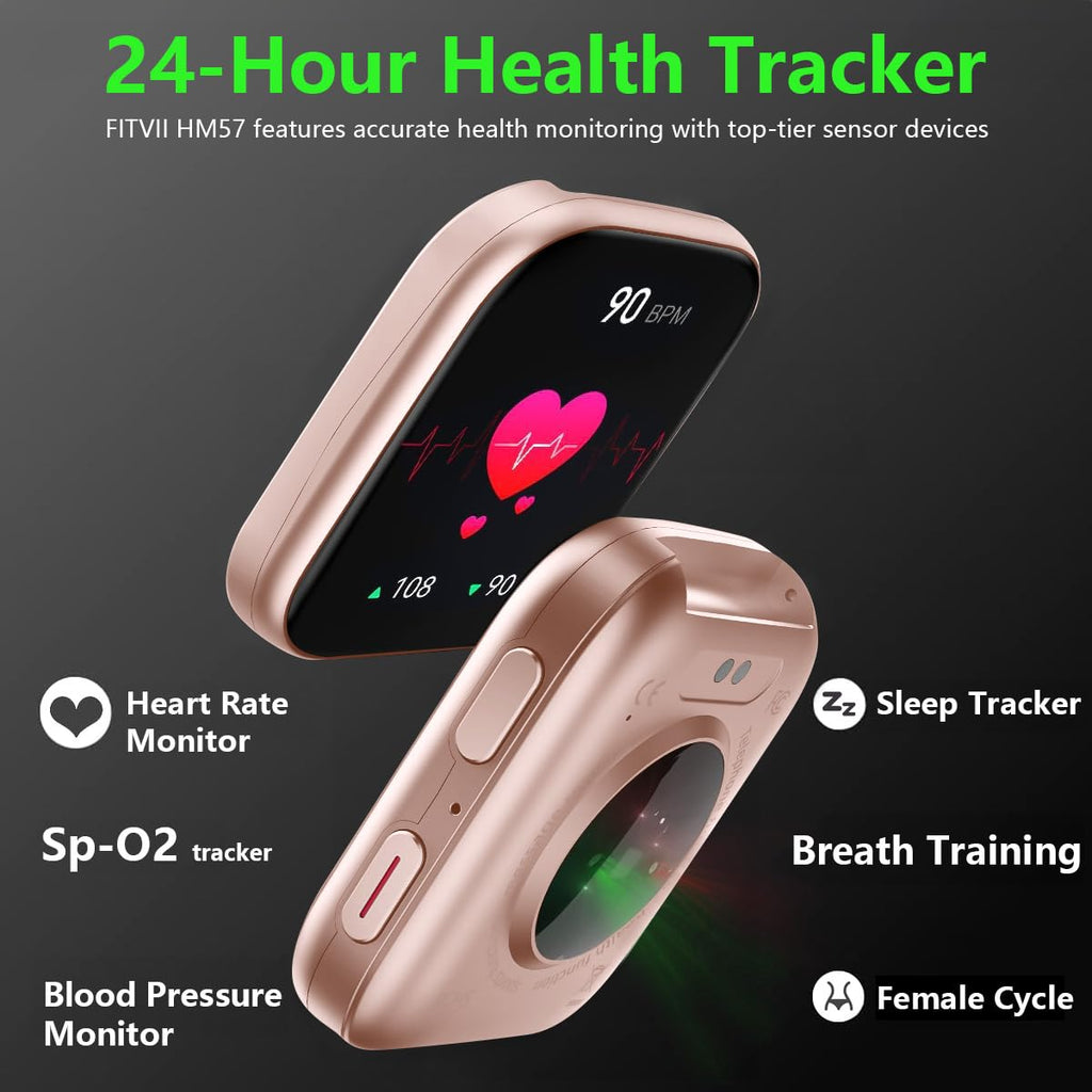 FITVII Health & Fitness Tracker (Answer/Make Calls), Smart Watch with 24/7 Heart Rate and Blood Pressure, Sleep Tracking, Blood Oxygen Monitor, 120+ Sport Modes Activity Tracker for Women Men