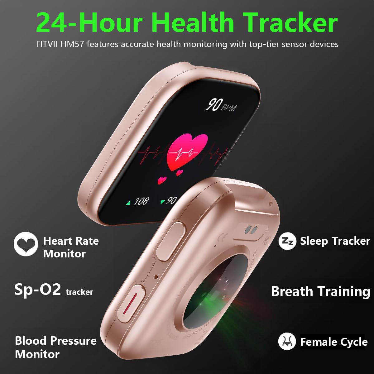 FITVII Health & Fitness Tracker (Answer/Make Calls), Smart Watch with 24/7 Heart Rate and Blood Pressure, Sleep Tracking, Blood Oxygen Monitor, 120+ Sport Modes Activity Tracker for Women Men
