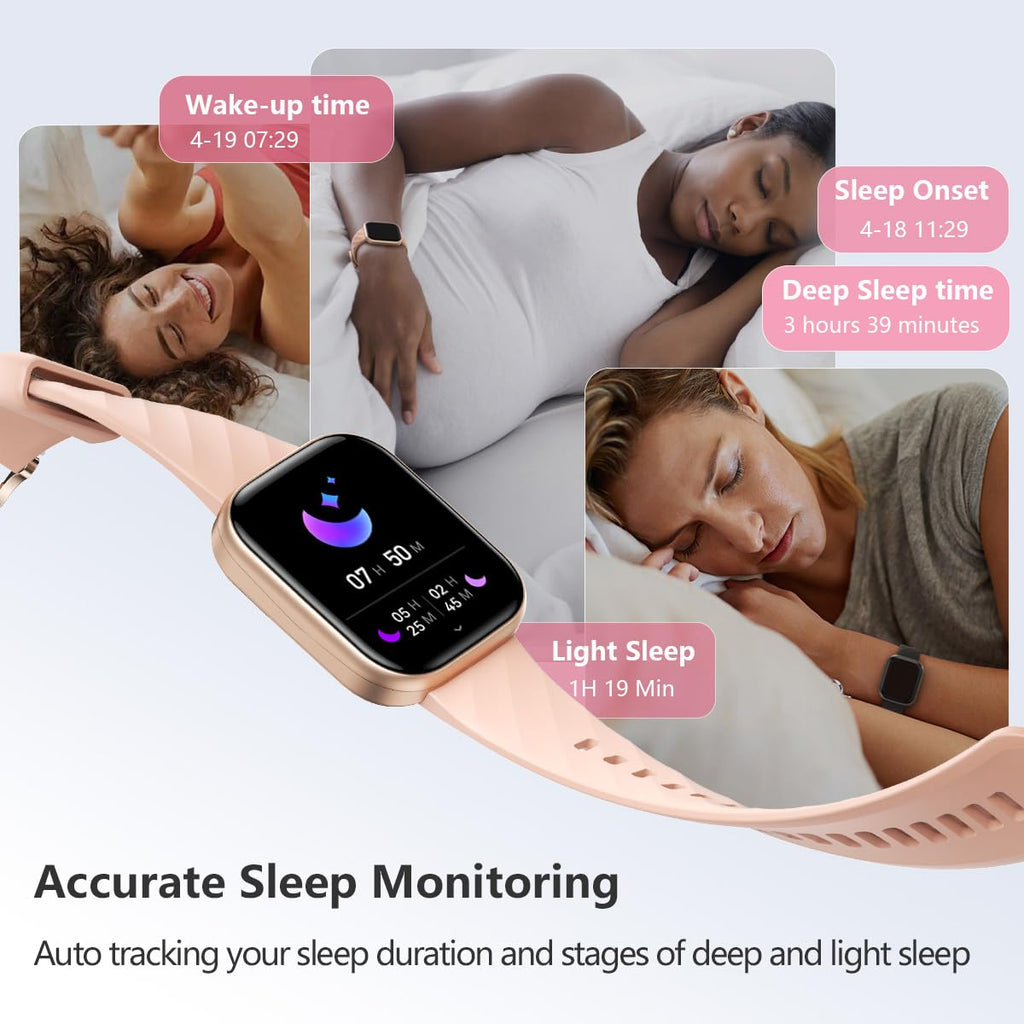FITVII Health & Fitness Tracker (Answer/Make Calls), Smart Watch with 24/7 Heart Rate and Blood Pressure, Sleep Tracking, Blood Oxygen Monitor, 120+ Sport Modes Activity Tracker for Women Men