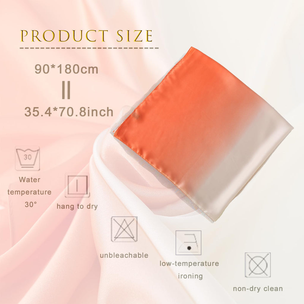 ZMC Long Silk Feeling Scarf 70 * 35", Gradient Scarf Sun-proof Shawl Wrap Headscarf for Women Spring Summer