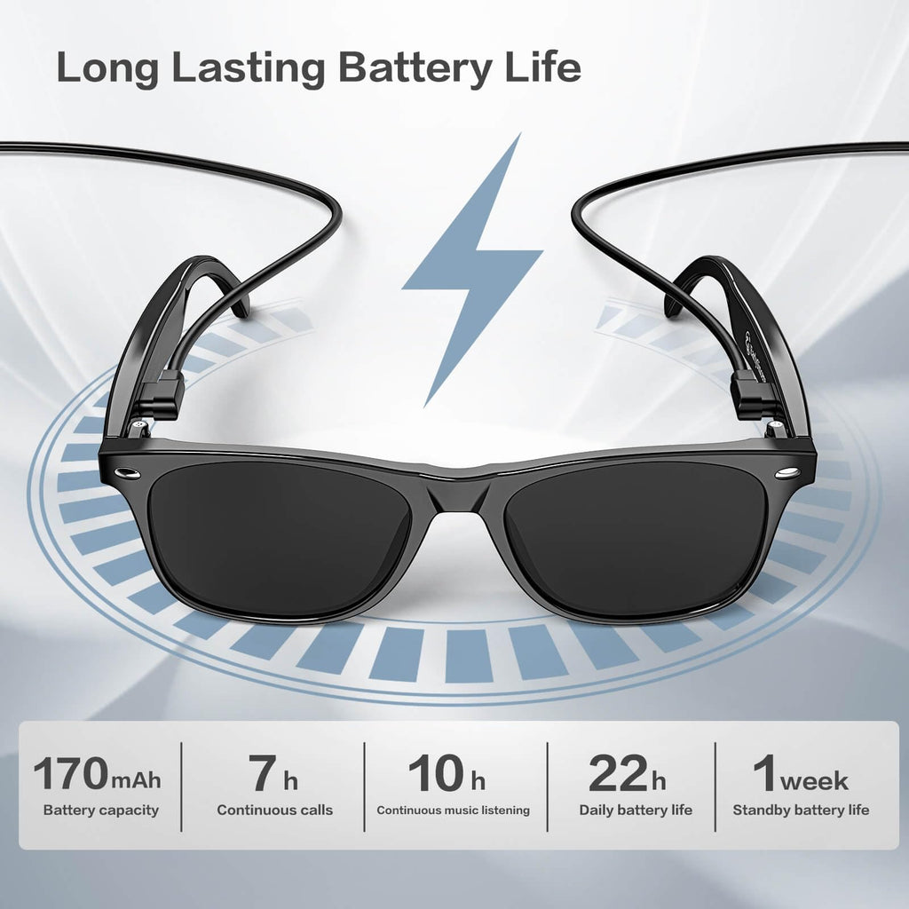 AI Smart Glasses with Chat GPT, AI Translation Glasses with 164 Language, Classic Aviator Sunglasses with Voice Assistant/AI Calling, IP65 Waterproof, Multifunctional Smart Glasses for Men Women