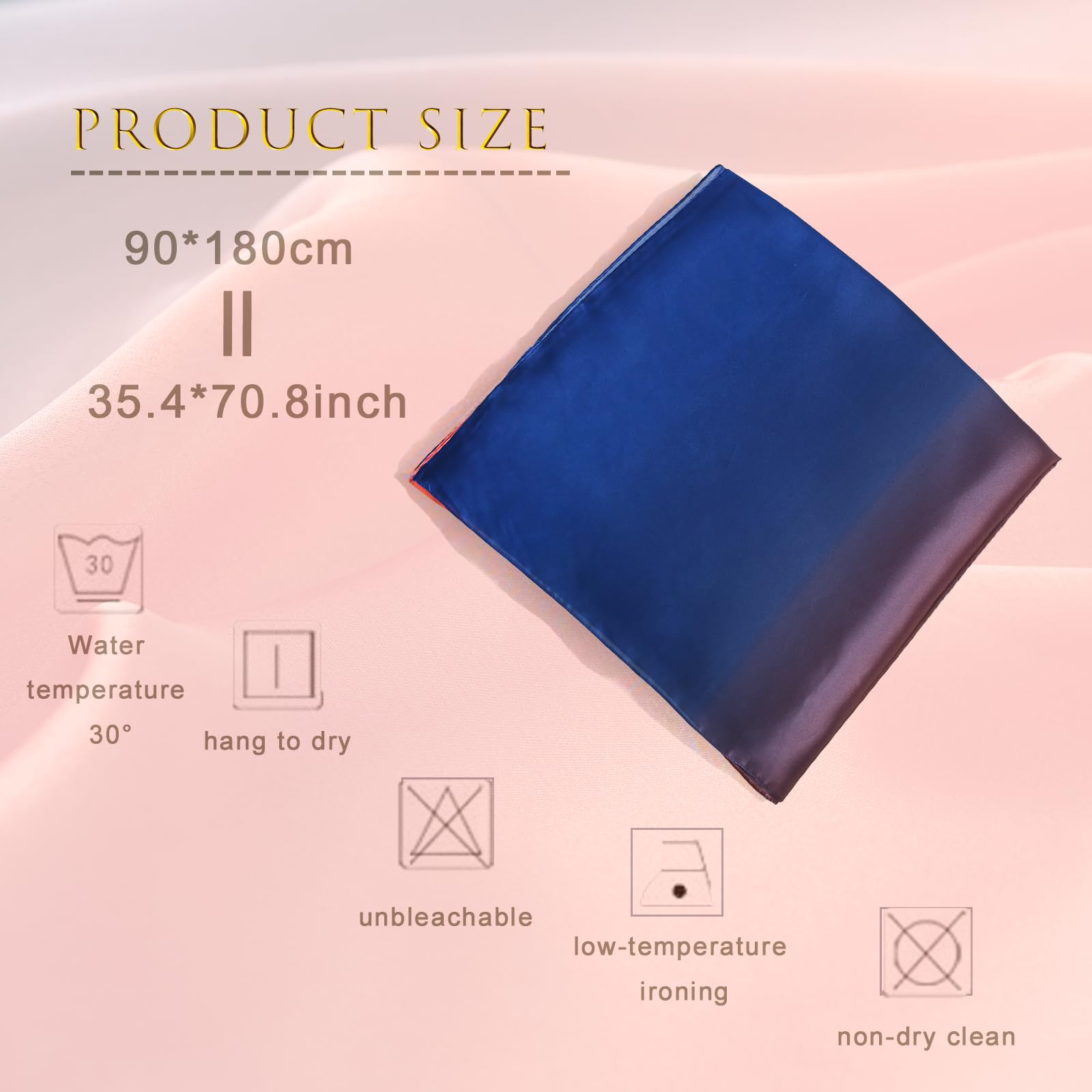 ZMC Long Silk Feeling Scarf 70 * 35", Gradient Scarf Sun-proof Shawl Wrap Headscarf for Women Spring Summer