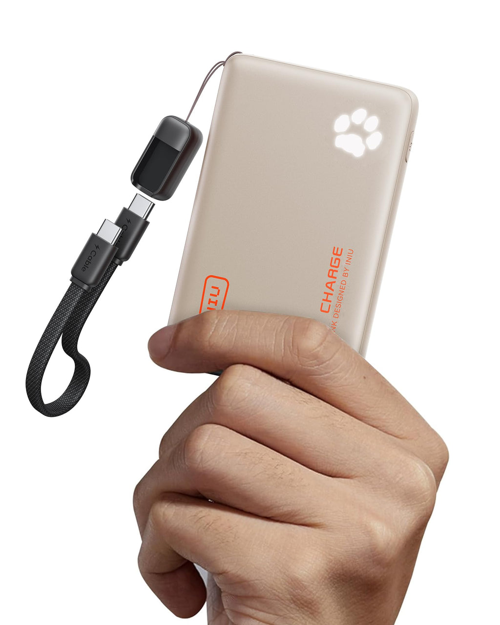 INIU Portable Charger, Ultra Slim 45W Fast Charging with Attached USB C Cable, Flight-Safe 10000mAh PD Power Bank Battery Pack, Travel Essential Phone Powerbank for iPhone 17 16 Samsung S25 Google etc