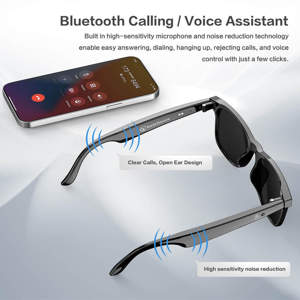 AI Smart Glasses with Chat GPT, AI Translation Glasses with 164 Language, Classic Aviator Sunglasses with Voice Assistant/AI Calling, IP65 Waterproof, Multifunctional Smart Glasses for Men Women