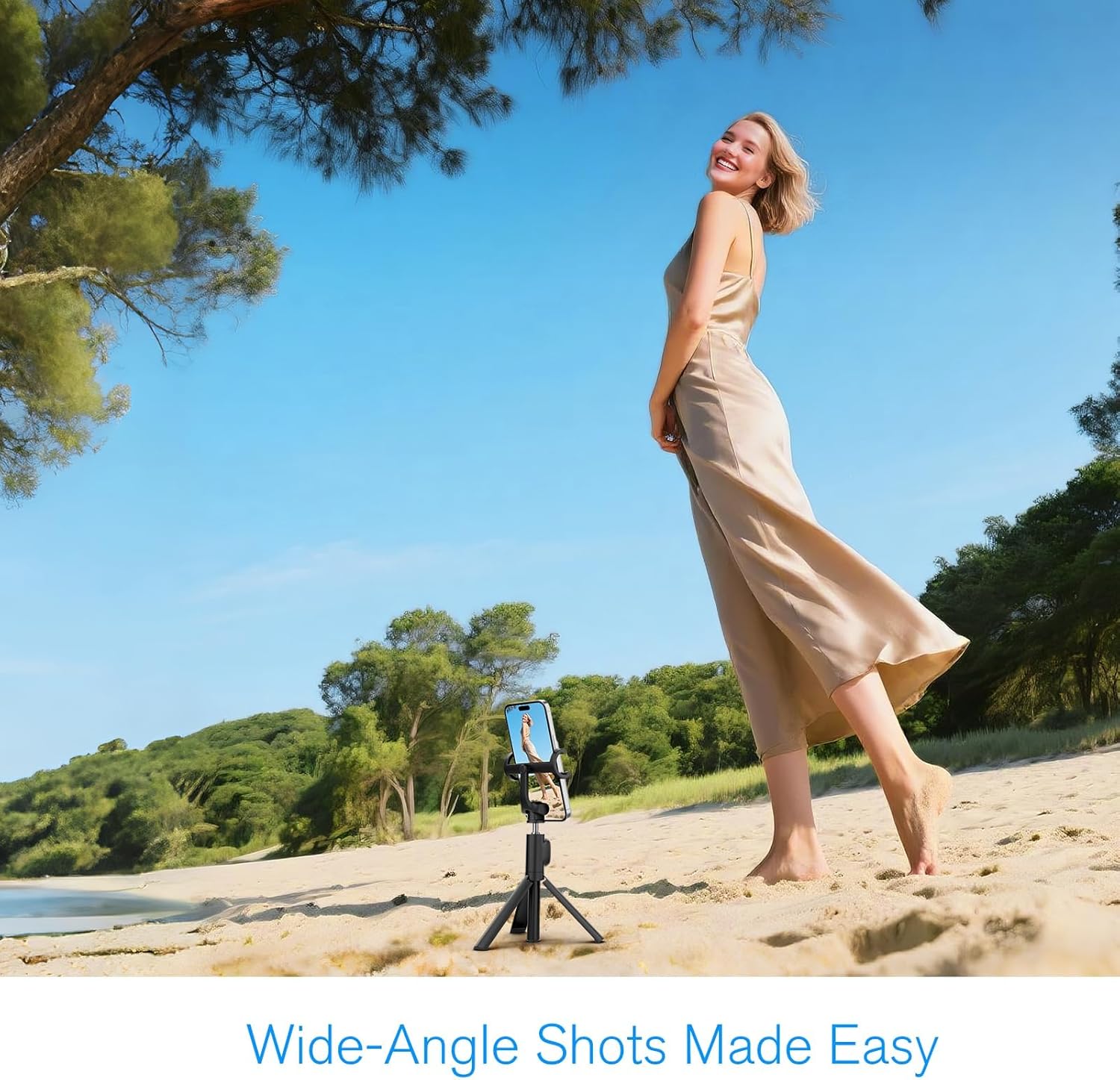 Vlog Selfie Monitor Screen iPhone, 4K 60fps Recording, Wireless Screen Mirroring with Remote Control, Magnetic Fixation, 180° Rotation, 3 Levels of Brightness, Compatible with iPhone & Android