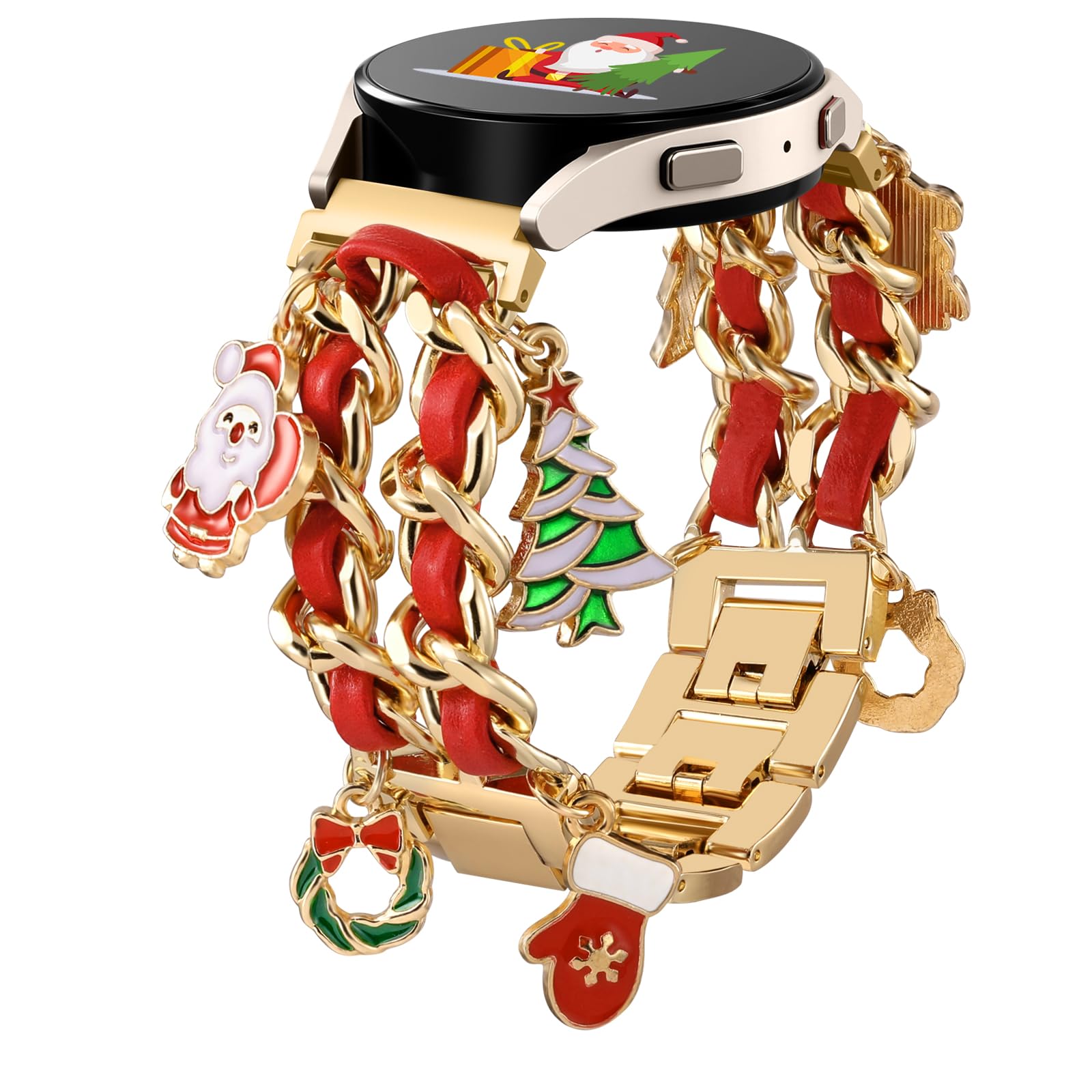Stylish Metal Band Compatible with Samsung Galaxy Watch 7 Band/FE 6 5 4 40mm 44mm,Galaxy Active 2, 20mm Watch Strap Pretty Chain with Cute Decorative Charms Accessories for Samsung Watch Bands Women