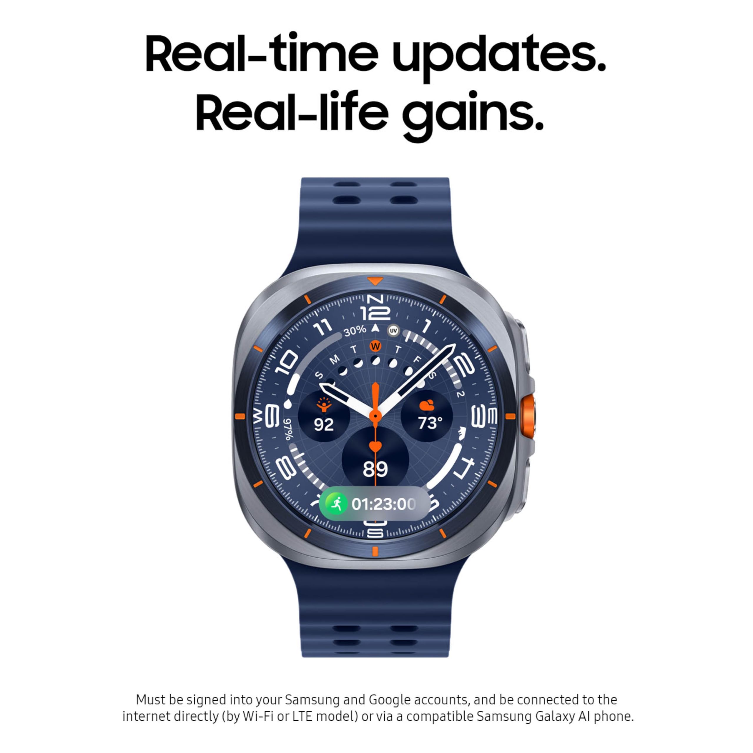 Samsung Galaxy Watch Ultra (2025) 47mm LTE Smartwatch, Titanium Casing, Advanced Sleep Coaching, Running Coach, Energy Score, Heart Rate Tracking, GPS, Titanium Blue [US Version, 2 Yr Warranty]