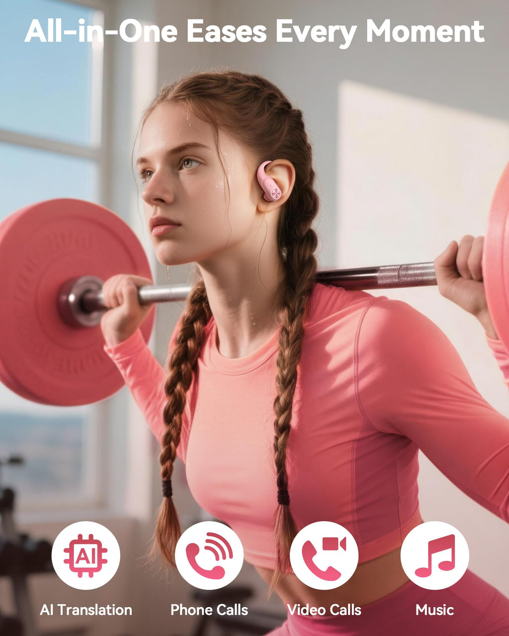 PocBuds Bluetooth Headphones Wireless Earbuds 80hrs Playtime Wireless Charging Case Digital Display Sports Ear Buds with Earhook Deep Bass IPX7 Waterproof Over-Ear Earphones for TV Phone Laptop Black