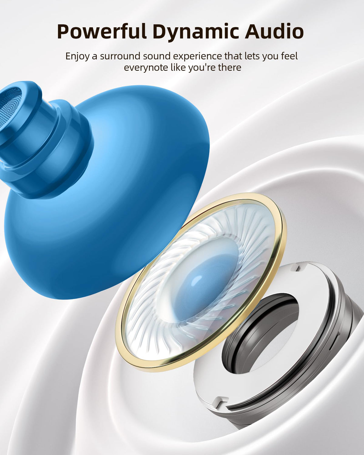 PocBuds Bluetooth Headphones Wireless Earbuds 80hrs Playtime Wireless Charging Case Digital Display Sports Ear Buds with Earhook Deep Bass IPX7 Waterproof Over-Ear Earphones for TV Phone Laptop Black