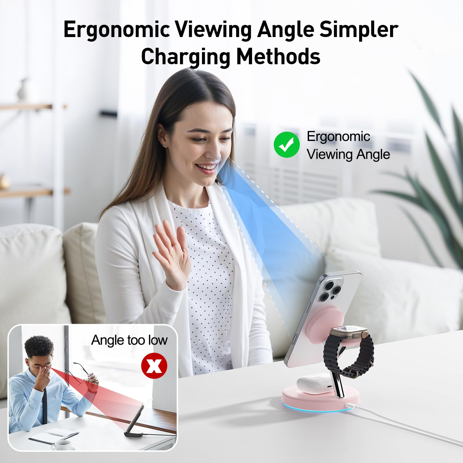 New 3 in 1 Charging Station for Apple Compatible with Magsafe Charger Stand for iPhone 17 16 15 14 13 12 Wireless Charging Station for AirPods Wireless Charger for iWatch Series