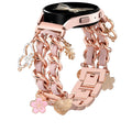 Stylish Metal Band Compatible with Samsung Galaxy Watch 7 Band/FE 6 5 4 40mm 44mm,Galaxy Active 2, 20mm Watch Strap Pretty Chain with Cute Decorative Charms Accessories for Samsung Watch Bands Women