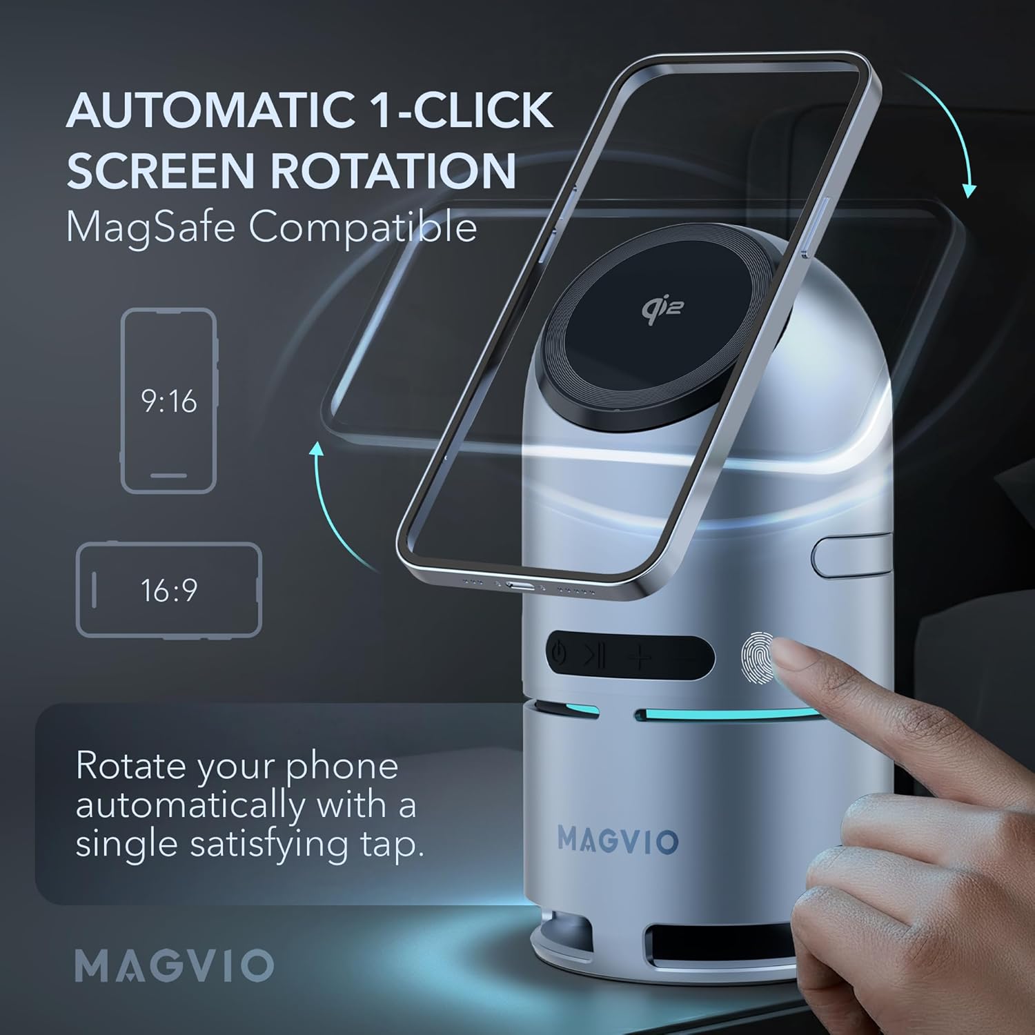 3 in 1 Mag-Safe Charging Station with Bluetooth Speaker, Auto-Rotating Magnetic Stand, 15W Qi2 Fast Wireless Charger for iPhone 17/16/15/14/13/12, Apple Watch, AirPods, 30W USB-C Adapter