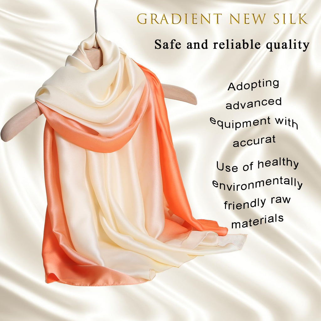 ZMC Long Silk Feeling Scarf 70 * 35", Gradient Scarf Sun-proof Shawl Wrap Headscarf for Women Spring Summer